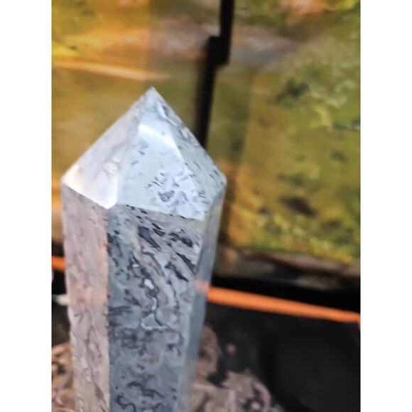 7.05lb 12in Tall Crazy Lace Jasper Crystal Point Tower Healing - Picture 8 of 13